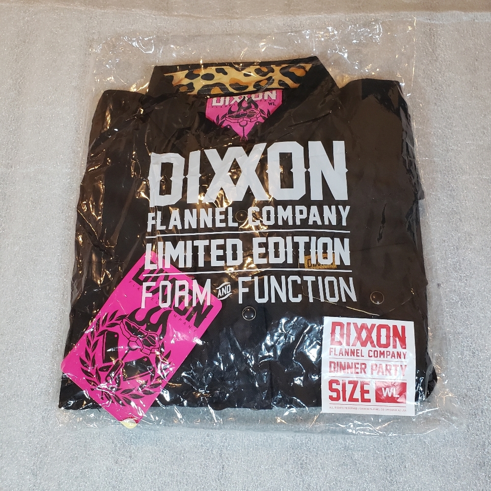 NWT DIXXON Women's Large Dinner Party Flannel Leopard Print Trim Pearl Snap - Picture 12 of 12